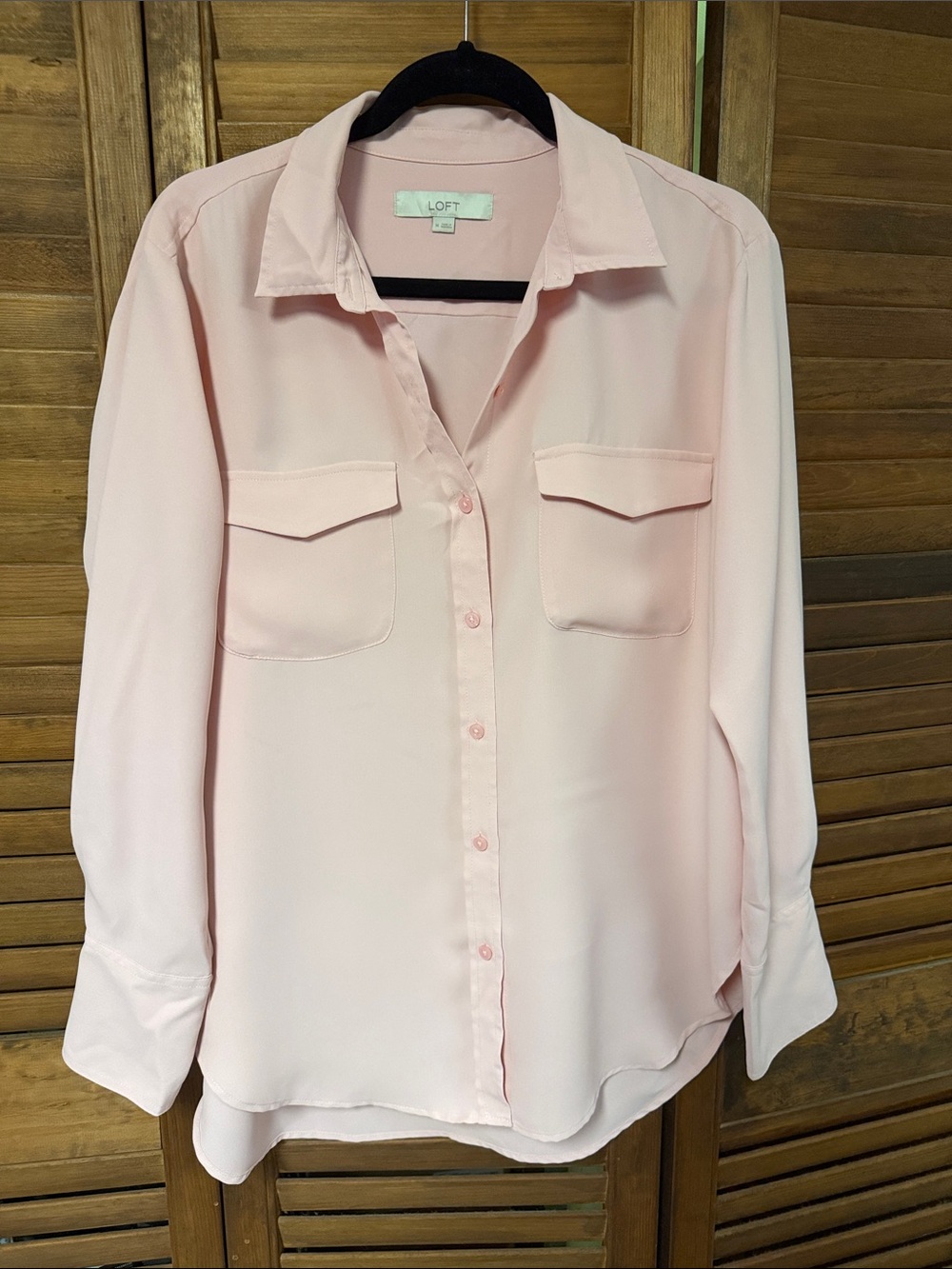 LOFT Light Pink Button-Down Blouse